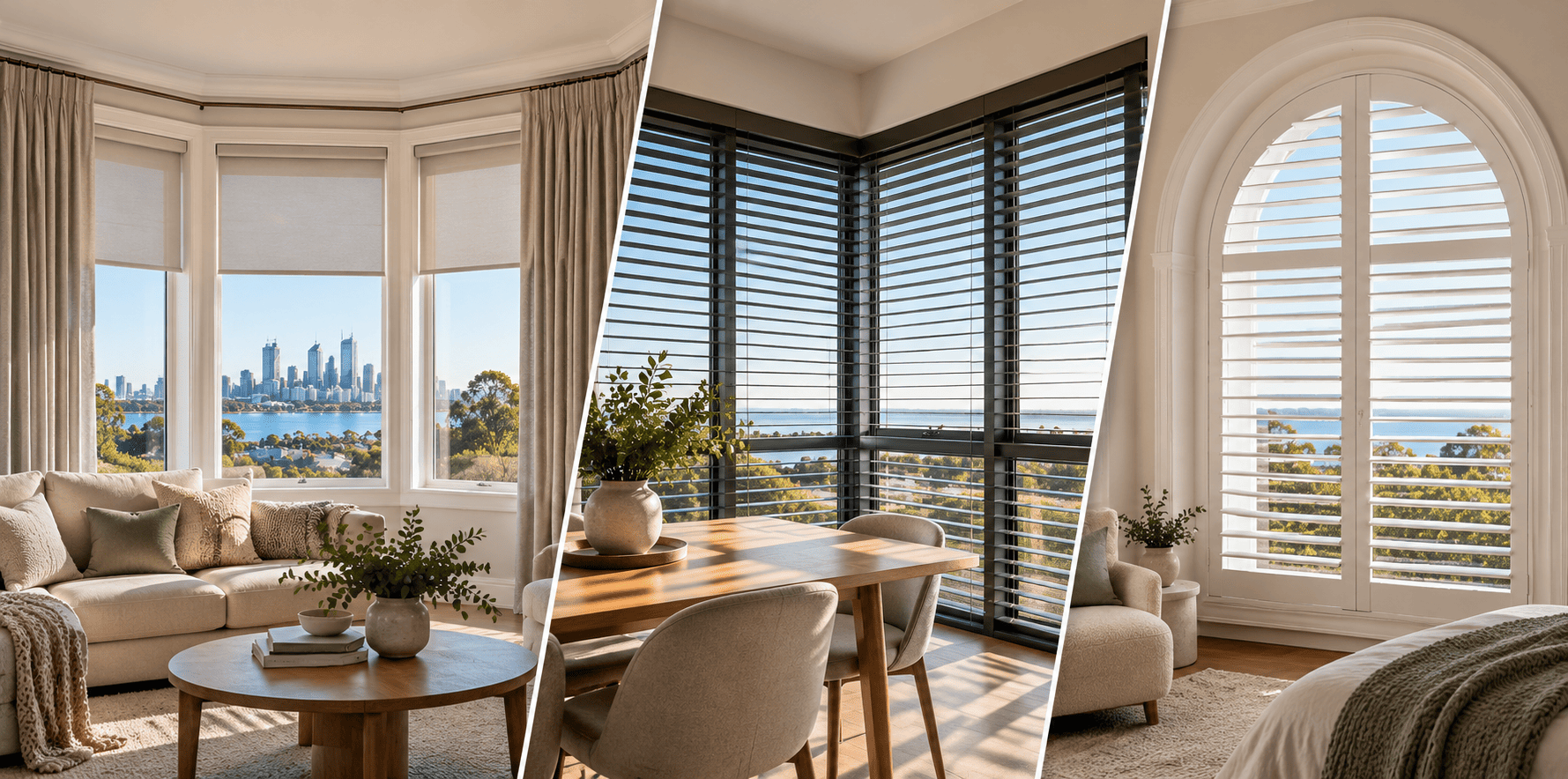 Blinds, Shutters and Curtains for Bay, Corner and Arched Windows